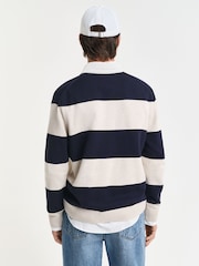 GANT Blue 100% Cotton Barstiped Polo Shirt - Image 2 of 6