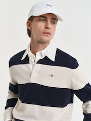 GANT Blue 100% Cotton Barstiped Polo Shirt - Image 3 of 6