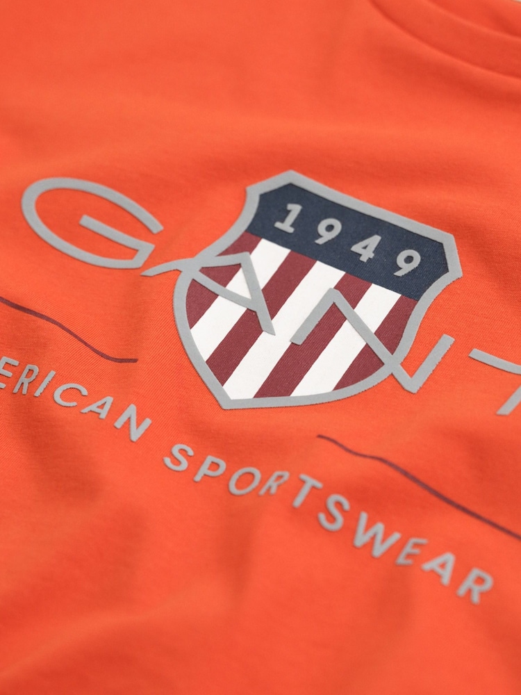 GANT Orange 100% Organic Cotton Archive Shield T-Shirt - Image 2 of 2
