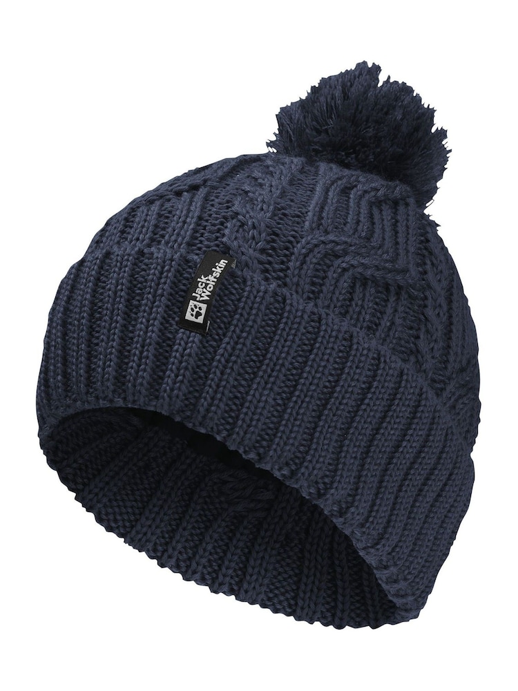 Jack Wolfskin Blue Pompom Beanie Hat - Image 1 de 3