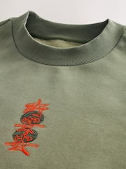 Black/Green Cotton Rich Crew Graphic Sweatshirts 2 Pack - Image 16 of 17