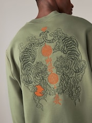 Black/Green Cotton Rich Crew Graphic Sweatshirts 2 Pack - Image 5 of 17
