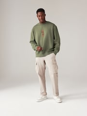 Black/Green Cotton Rich Crew Graphic Sweatshirts 2 Pack - Image 6 of 17