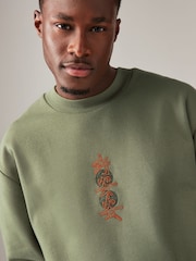 Black/Green Cotton Rich Crew Graphic Sweatshirts 2 Pack - Image 8 of 17
