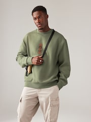 Black/Green Cotton Rich Crew Graphic Sweatshirts 2 Pack - Image 9 of 17