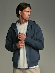 Black/Navy Blue Cotton-Rich Jersey Zip Up Hoodies 2 Pack - Image 4 of 16