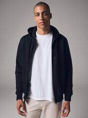 Black/Navy Blue Cotton-Rich Jersey Zip Up Hoodies 2 Pack - Image 9 of 16