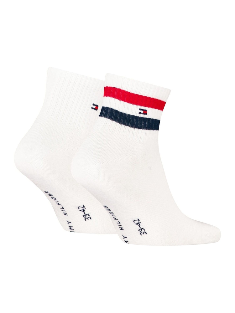 Tommy Hilfiger White Quarter Sport Socks 2 Pack - Image 2 of 2 Tommy Hilfiger White Quarter Sport Socks 2 Pack - Image 2 of 2