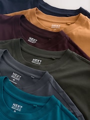 Navy/Green/Burgundy Red/Yellow/Slate/Blue Regular Fit Essential Cotton T-Shirts 6 Pack - Image 15 of 15