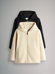 The Set Black/Cream 2 Pack Borg Fleece Zip Through Hoodies - Image 1 of 5