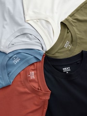 Blue/Black/Orange/Green/Grey/Ecru White Regular Fit Essential Cotton T-Shirts 6 Pack - Image 7 of 9