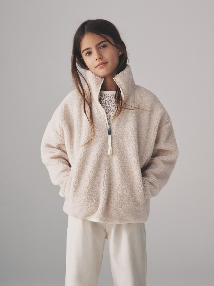 The Set Pink/Cream 2 Pack Borg Fleece Quarter Zip Jumpers - Image 1 of 9