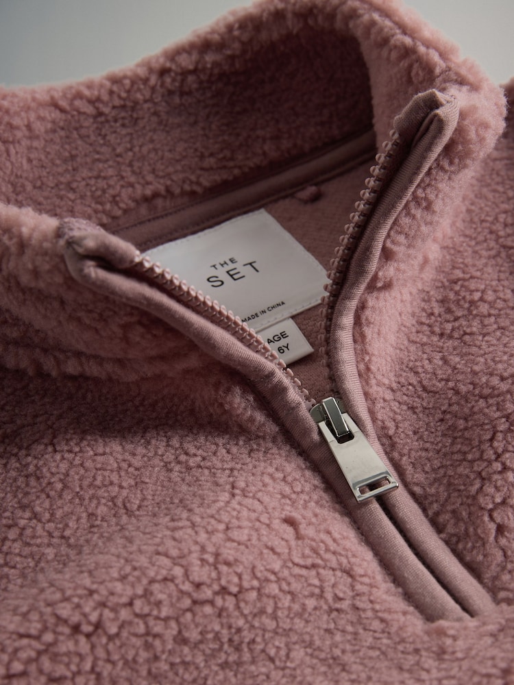 The Set Pink/Cream 2 Pack Borg Fleece Quarter Zip Jumpers - Image 9 of 9 The Set Pink/Cream 2 Pack Borg Fleece Quarter Zip Jumpers - Image 9 of 9