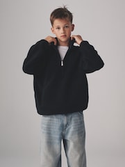 The Set Black/Green 2 Pack Borg Fleece Quarter Zip Jumpers - Image 1 of 13
