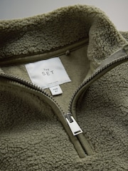 The Set Black/Green 2 Pack Borg Fleece Quarter Zip Jumpers - Image 13 of 13