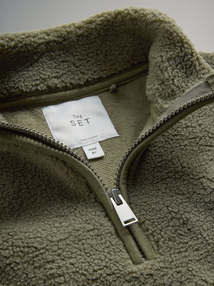 The Set Black/Green 2 Pack Borg Fleece Quarter Zip Jumpers - Image 13 of 13 The Set Black/Green 2 Pack Borg Fleece Quarter Zip Jumpers - Image 13 of 13