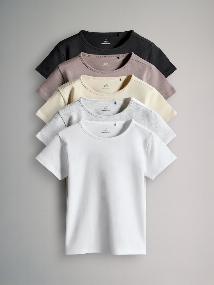 The Set Black/Grey 5 Pack Short Sleeve Crew Neck T-Shirts - Image 1 of 8