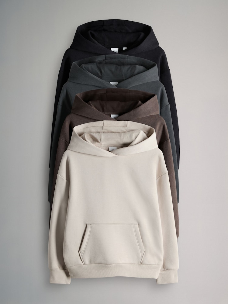 The Set Black/Brown 4 Pack Relaxed Fit Hoodies - Image 1 of 7 The Set Black/Brown 4 Pack Relaxed Fit Hoodies - Image 1 of 7
