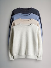 The Set Blue/Stone 4 Pack Relaxed Crew Neck Sweatshirts - Image 1 of 7