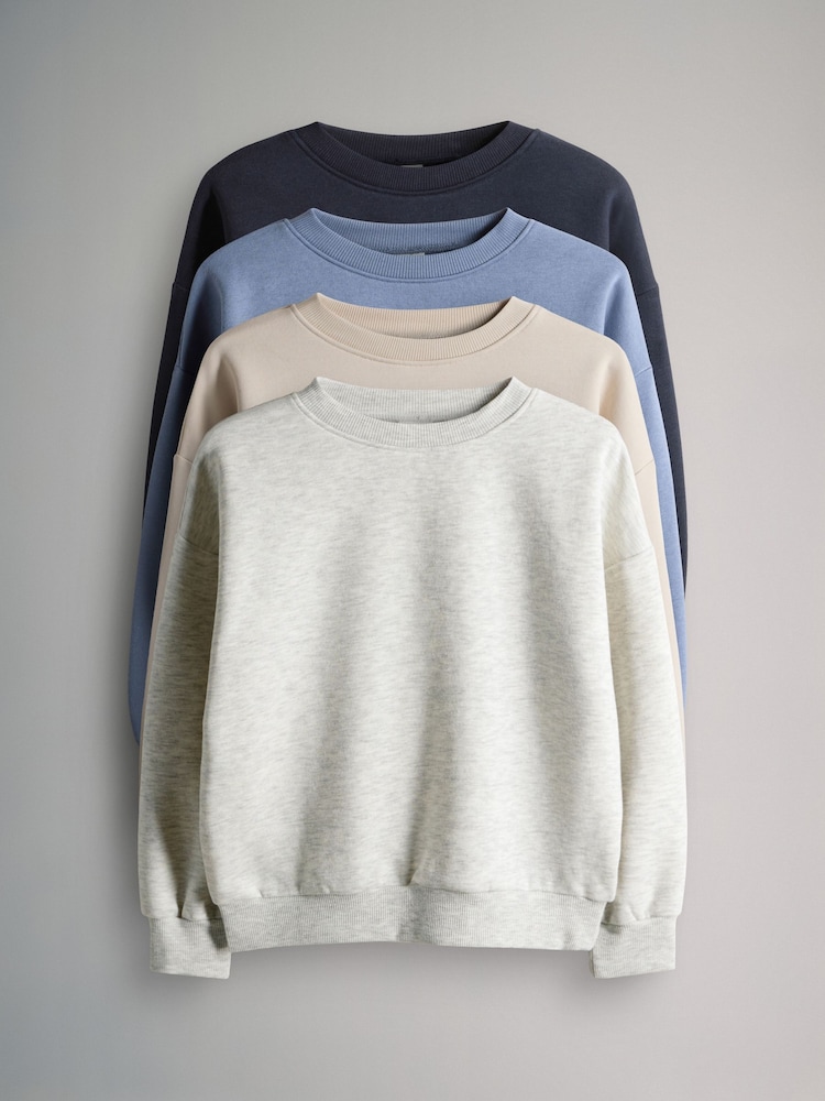 The Set Blue/Stone 4 Pack Relaxed Crew Neck Sweatshirts - Image 1 of 7