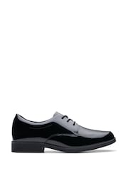 Clarks Black Standard Fit (F) Patent Aubrie Dress Youth Shoes - Image 1 of 7