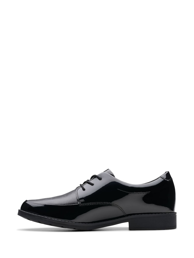 Clarks Black Standard Fit (F) Patent Aubrie Dress Youth Shoes - Image 2 of 7