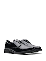 Clarks Black Standard Fit (F) Patent Aubrie Dress Youth Shoes - Image 4 of 7