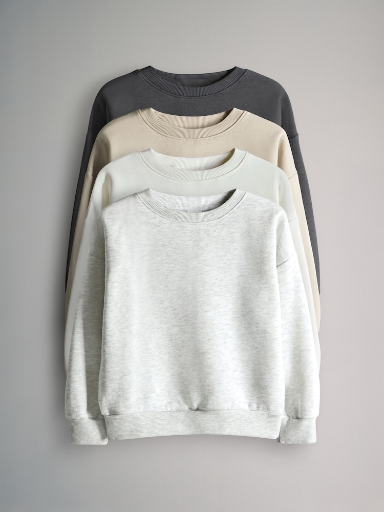 The Set Neutral/Grey 4 Pack Crew Neck Jersey Sweatshirts - Image 1 of 7