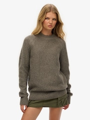 Castanho - Superdry Raglan Grosso e Grande Jumper - Imagem 3 de 6