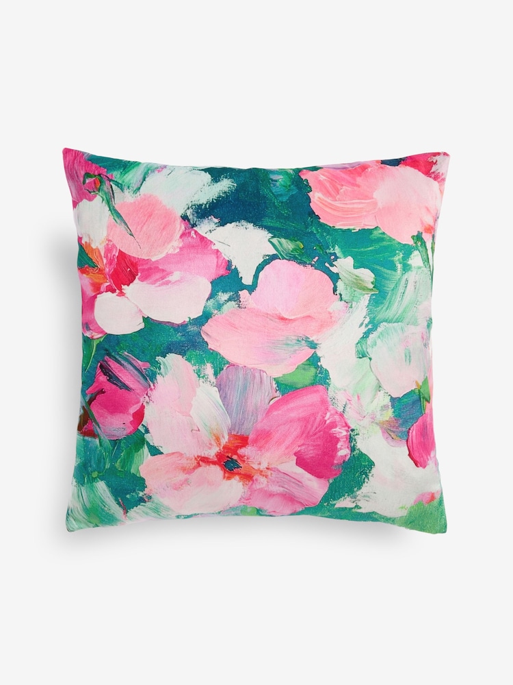 Pink Abstract Velvet Floral Print Cushion - Image 2 of 5 Pink Abstract Velvet Floral Print Cushion - Image 2 of 5