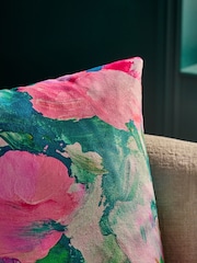 Pink Abstract Velvet Floral Print Cushion - Image 4 of 5