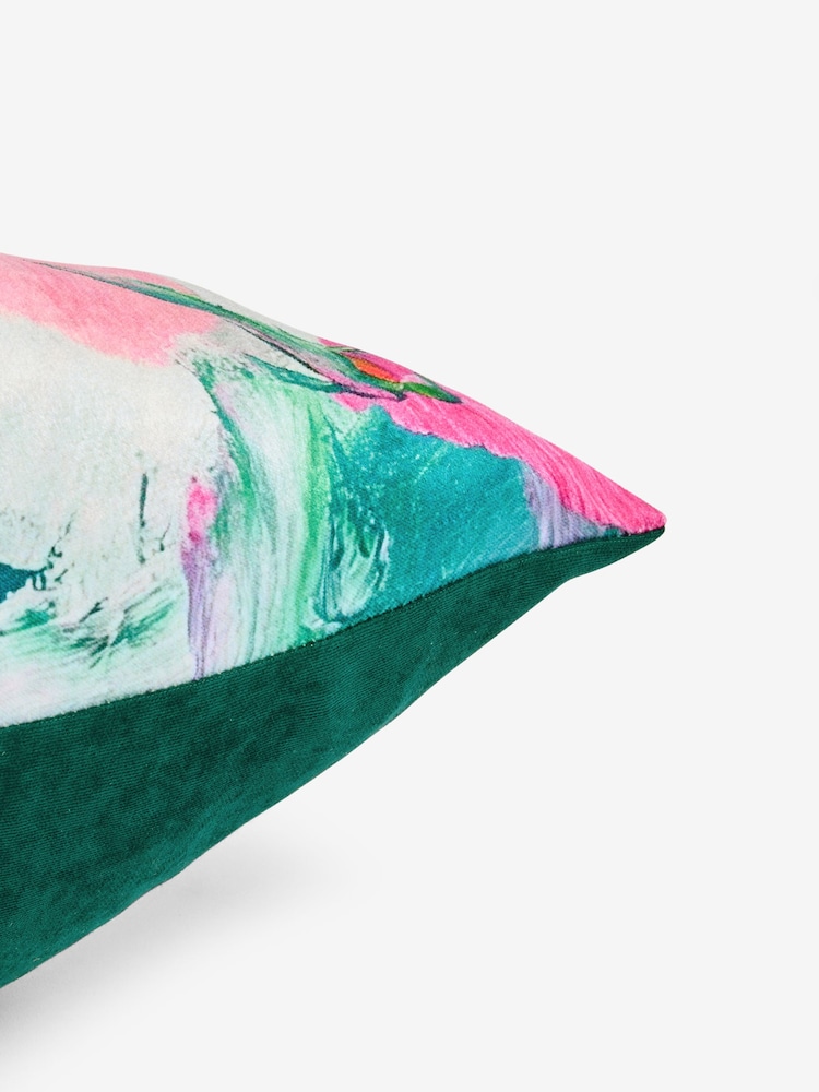 Pink Abstract Velvet Floral Print Cushion - Image 5 of 5 Pink Abstract Velvet Floral Print Cushion - Image 5 of 5