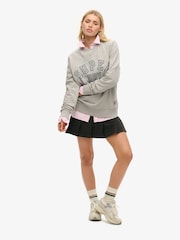 Superdry Grey Oversized 100% Cotton Athletic Printed Sweatshirt - Image 2 of 3