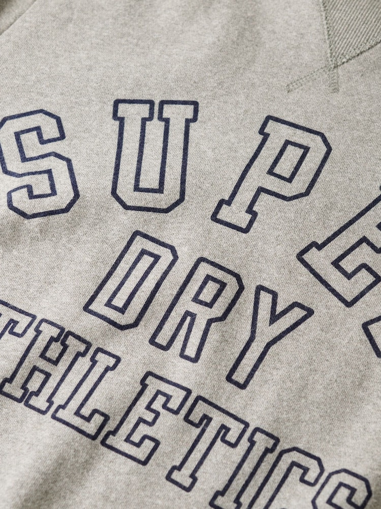 Superdry Grey Oversized 100% Cotton Athletic Printed Sweatshirt - Image 3 of 3