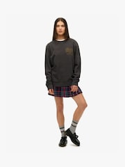 Superdry Black Oversized 100% Cotton Copper Label Workwear Crew Sweatshirt - Image 2 of 5