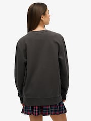Superdry Black Oversized 100% Cotton Copper Label Workwear Crew Sweatshirt - Image 3 of 5
