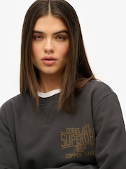 Superdry Black Oversized 100% Cotton Copper Label Workwear Crew Sweatshirt - Image 4 of 5