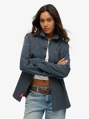 Superdry Blue Oversized 100% Cotton The Merchant Store Denim Overshirt - Image 1 of 1