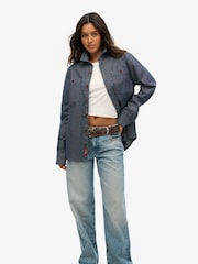 Superdry Blue Oversized 100% Cotton The Merchant Store Denim Overshirt - Image 2 of 3