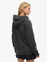 Superdry Black Oversized Contrast Stitch Zip 100% Cotton Hoodie - Image 4 of 6
