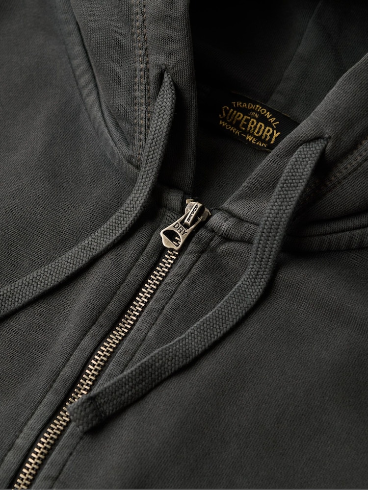 Superdry Black Oversized Contrast Stitch Zip 100% Cotton Hoodie - Image 6 of 6