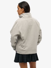 Superdry Grey Oversized 100% Cotton Vintage Athletic Zip Henley Jumper - Image 3 of 4