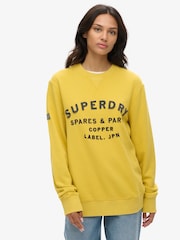 Superdry Yellow Oversized 100% Cotton Workwear Applique Sweatshirt - Image 1 of 4