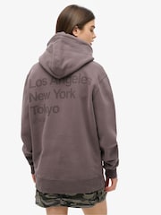 Superdry Light Grey Oversized Core Logo City 100% Cotton Hoodie - Image 3 of 5