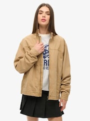 Superdry Brown Oversized Classic Harrington 100% Cotton Jacket - Image 1 of 6