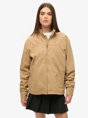 Superdry Brown Oversized Classic Harrington 100% Cotton Jacket - Image 2 of 6