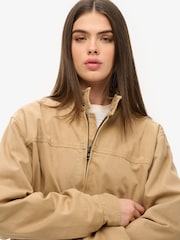 Superdry Brown Oversized Classic Harrington 100% Cotton Jacket - Image 5 of 6