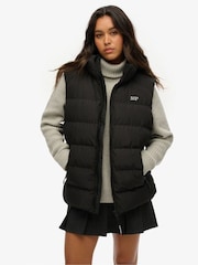 Superdry Black Oversized Sports Puffer Gilet - Image 1 of 3