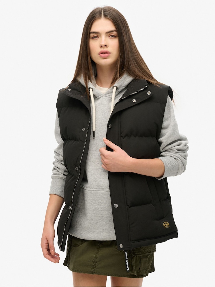 Superdry Black Oversized Non Hooded Everest Gilet - Image 1 of 1