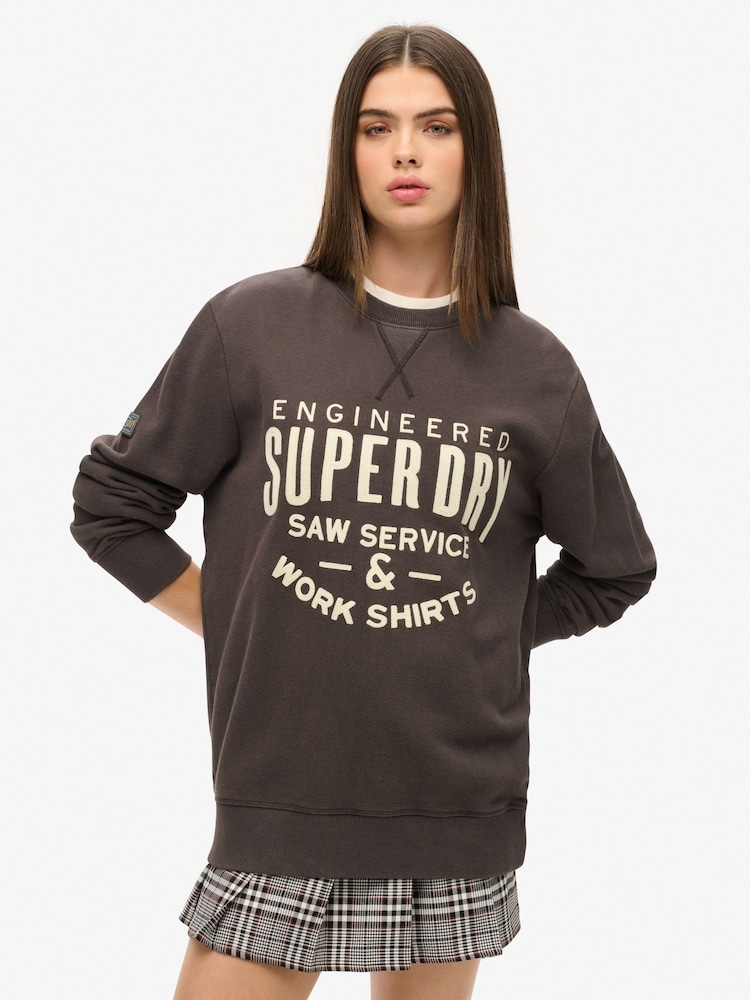Superdry Oversized 100% Cotton Workwear Applique Sweatshirt - Imagen 1 de 2